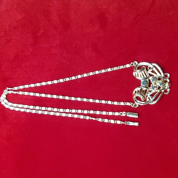 Vintage AB Rhinestone Lavalier Necklace - 1950s - Picture 3 of 9